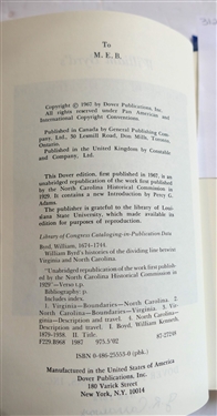 Senator Sam Ervin's Best Stories by Thad Stem, Jr. and Alan Butler 1973 First Edition Hardcover Book with Dust Jacket - Some Writing on First Page and William Byrd's Histories of the Dividing...