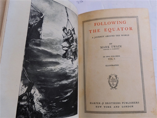 Sergeant York and His People by Sam K. Cowan - Author Signed 1922 First Edition and Following The Equator by Mark Twain - Cover Has Separated From Spine