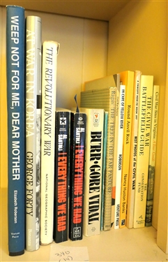 14 Books including Weep Not For Me, Dear Mother A War in Korea The Revolutionary War Everything We Had Burr- Gore Vidal The Tree In the Far Pasture The Civil War Battlefield Guide...