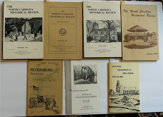 7 Paperbound Books and Booklets including Civil War Engagement At Cool Spring Battle of Staunton River Bridge Petersburg Battlefields The North Carolina Historical Review - 1958 The North...