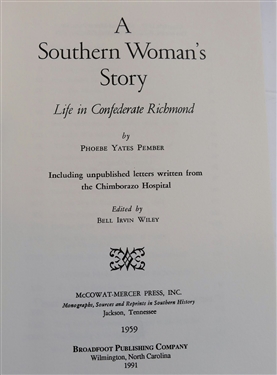 5 Books and Booklets including Pioneer Comforts and Kitchen Remedies Indian Doctor Vance Heritage Remembered A Southern Woman's Story - Life in Confederate Richmond by Phoebe yates Pember -...