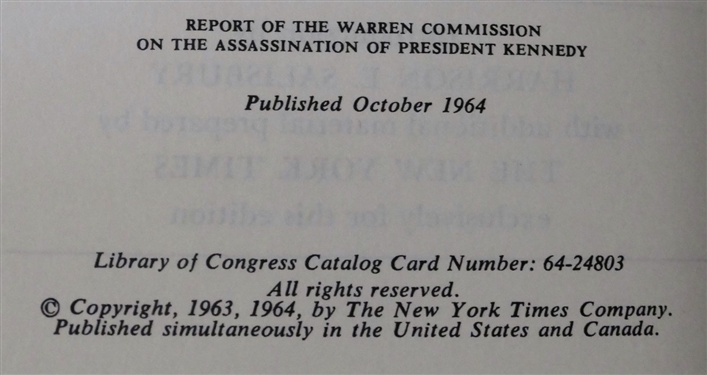 Report of the Warren Commission - The Assassination of President Kennedy New York Times Edition - 1964 First Edition, World War II in Pictures Volume I - 1942 Hardcover Book,  and St - Lo...