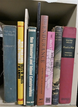 9 Books including Mutiny on the Bounty Tales of Mules I've Known Sea Disasters and Inland Catastrophes The Endurance Mark Twain Letters From Hawaii The Wreck of the Mary Drake Road to...