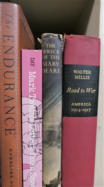 9 Books including Mutiny on the Bounty Tales of Mules I've Known Sea Disasters and Inland Catastrophes The Endurance Mark Twain Letters From Hawaii The Wreck of the Mary Drake Road to...