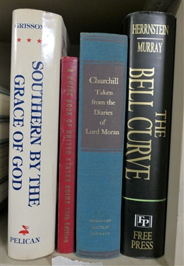 4 Books including Southern By The Grace of God A Guide Book Of United States Coins Churchill Taken From The Diaries of Lord Moran The Bell Curve 