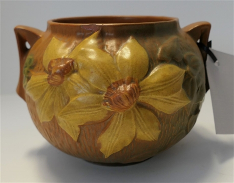 Roseville Clematis Double Handled 4" Vase - Number 455 