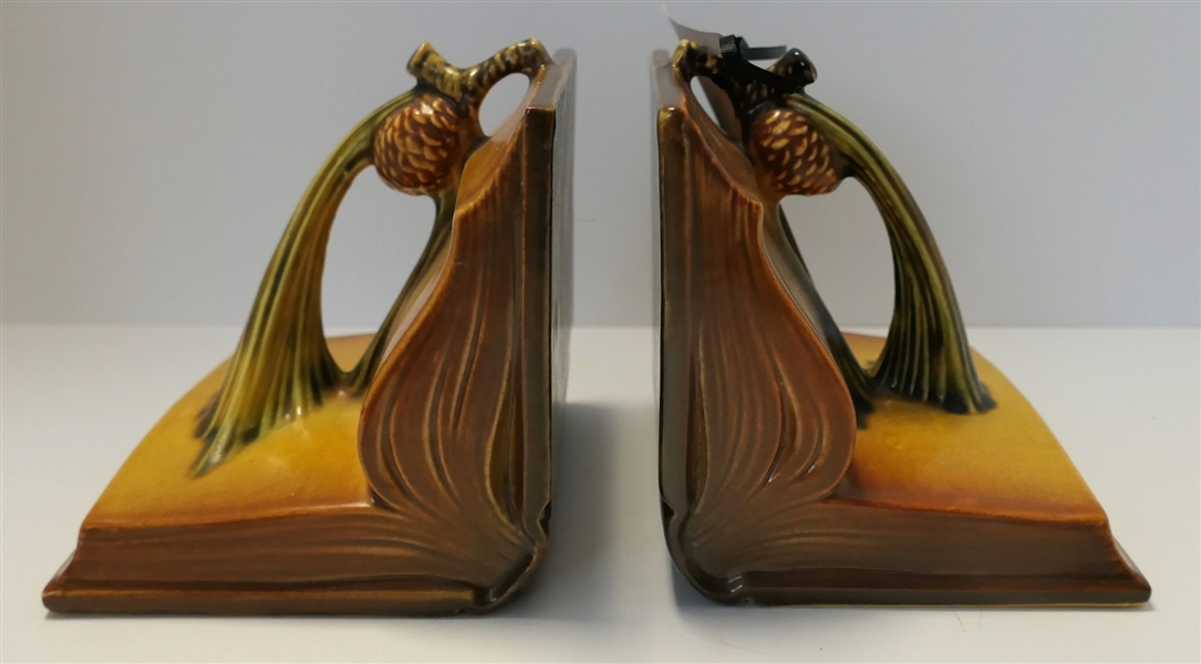 Pair of Roseville Pine Cone Bookends - Measuring 5" tall 5 1/4" Wide