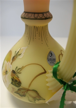 Hand painted Fenton Limited Edition Burmese? Pitcher - Designed by Martha Reynolds - Number 420 / 2500 - With Original Sticker - Measuring 7 