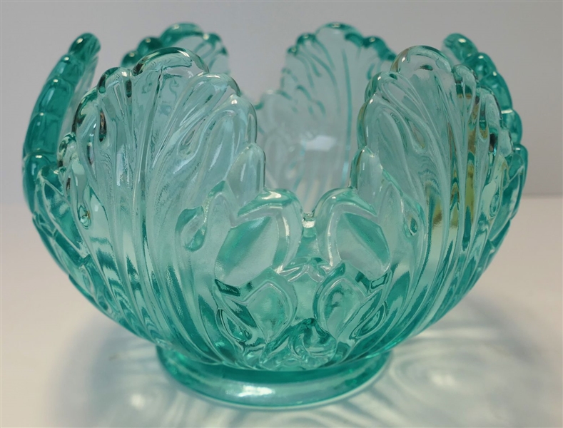 Fenton Teal Blue Fluted Edge Bowl - Measures 5" Tall 6 1/2" Across