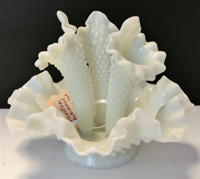 Fenton Hobnail Milk Glass Epergne Set Measuring 7" Tall 8 1/2" Across 