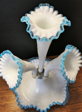 1940's Fenton Blue Crest Epergne - Measuring 16 tall Approx. 13 Across