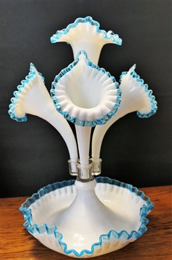 1940's Fenton Blue Crest Epergne - Measuring 16 tall Approx. 13 Across