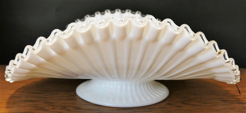 Fenton Silver Crest White Banana Bowl - Measures 4 1/2 tall 12 by 9