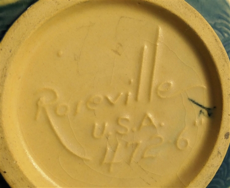 Roseville Freesia Vase Number 463 - 5 and Roseville Zephyr Lily Low Bowl 6 - Number 472 - Freesia Has Chips On top and Bottom Rims