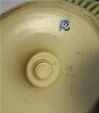 Pair of Roseville Apple Blossom Candle Sticks - Number 351 and Roseville Donatello 12 Footed Bowl - Has Hairline Crack Across Bowl 