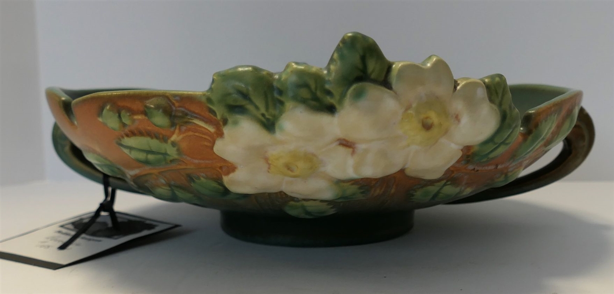 Roseville White Rose Console Bowl Number 392 - 10" 