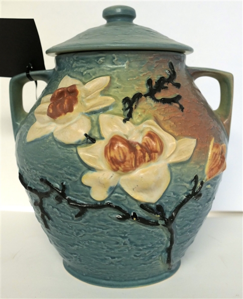 Roseville Magnolia Blue Cookie Jar - Number 2-8" - Measures 11" Tall 