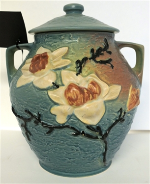 Roseville Magnolia Blue Cookie Jar - Number 2-8 - Measures 11 Tall 
