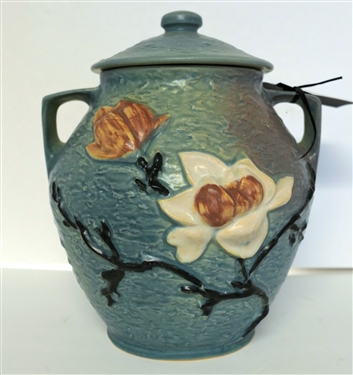 Roseville Magnolia Blue Cookie Jar - Number 2-8 - Measures 11 Tall 