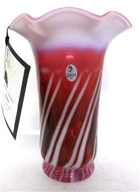 Fenton Swirl Vase with Original Fenton Sticker - Measures 8 tall 6 Across