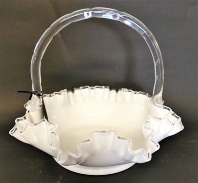 Large Fenton Silver Crest Basket  - Measuring 9 tall 9 Across - Including Handle 