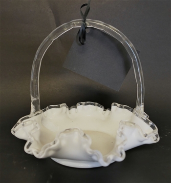 Fenton Silver Crest Basket - Measuring 7 Tall 7 Across