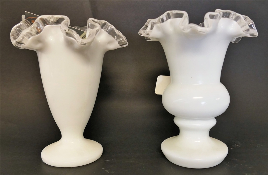 2 Fenton Silver Crest Vases - Measuring 7" Tall 