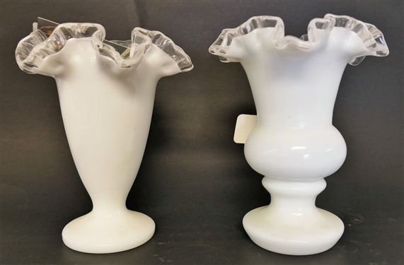 2 Fenton Silver Crest Vases - Measuring 7 Tall 