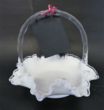 Fenton Silver Crest Basket - Measuring 7 Tall 7 Across