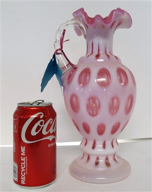 Cranberry Coin Spot Ewer Measuring 10 Tall 