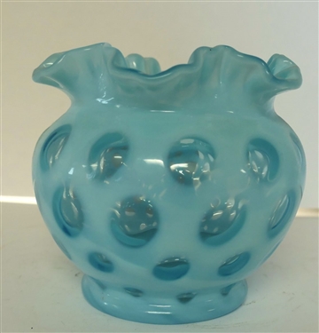 Blue Coin Spot Squatty Vase - Measuring 5 Tall 5 Across