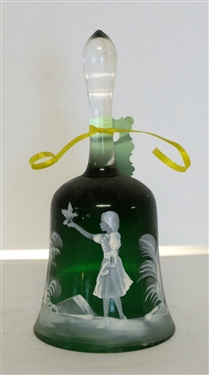 Fenton Mary Gregory Forest Green Bell - Measuring 6 1/2 Tall - Missing Clapper 