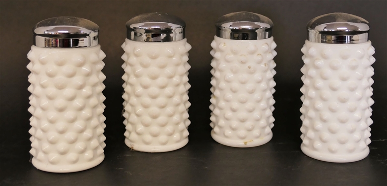 2 Pairs of Hobnail Milk Glass Shakers - Measuring 3 Tall 