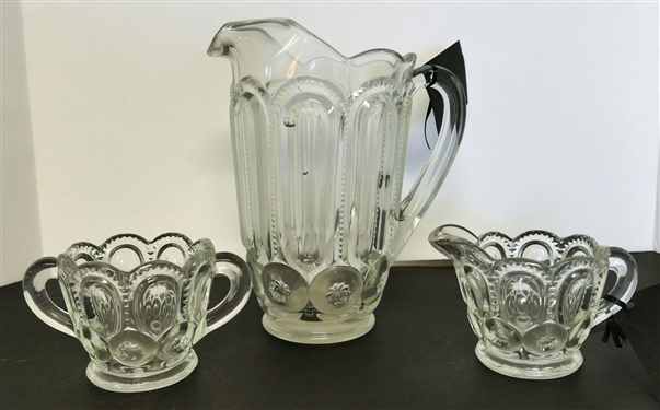 Clear Moon and Star Pitcher and Cream & Sugar Set - Pitcher Measures 8 tall 