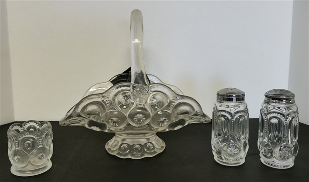 Moon and Star Basket, Tooth Pick Holder, and Shaker Set - Basket Measures - 9 Tall 9 Across - 1 Shaker Top Has Split