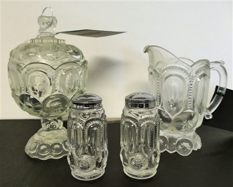 Moon and Star Candy Dish, Shaker Set, and Large Cream Pitcher - Pitcher Measures 6 1/4 Tall Candy Dish Measures 8 1/2 Tall 
