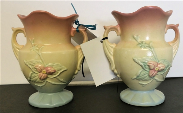 Pair of Hull Wild Flower Vases - W - 4 - 6 1/2 Tall 