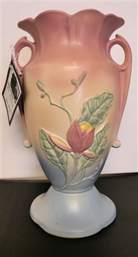 Large Hull Magnolia Double Handled Vase -22 - 12 1/2 Tall 