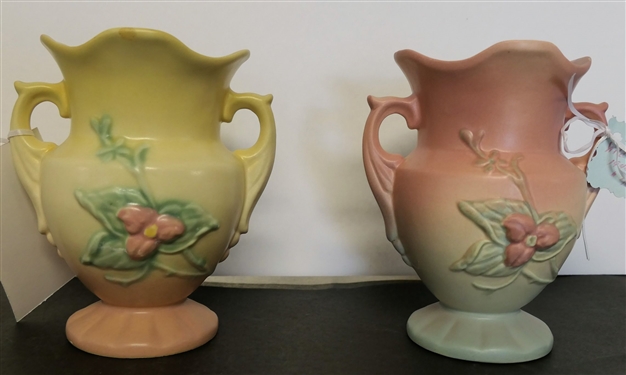 Hull Wildflower 1946 Vase - W-4 -6 1/2 (Has Repair on Top Edge) and Hull Pink Wildflower Vase with Tiny Nick on Top Edge