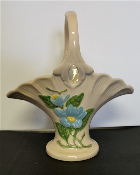 Hull Basket with Blue Flower - H -14-10 1/2"