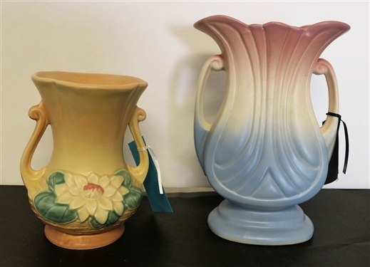 2 Hull Vases - Water Lily L-4- 6 1/2 and 48 -9 Has Small Crack in Top Edge