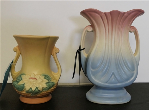 2 Hull Vases - Water Lily L-4- 6 1/2 and 48 -9 Has Small Crack in Top Edge