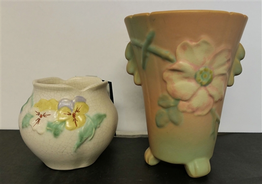 2 Pieces of Weller Pottery - Large Vase 8 Tall and 4 1/2 Vase with Some Crazing 