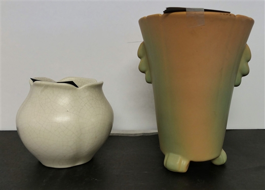 2 Pieces of Weller Pottery - Large Vase 8 Tall and 4 1/2 Vase with Some Crazing 