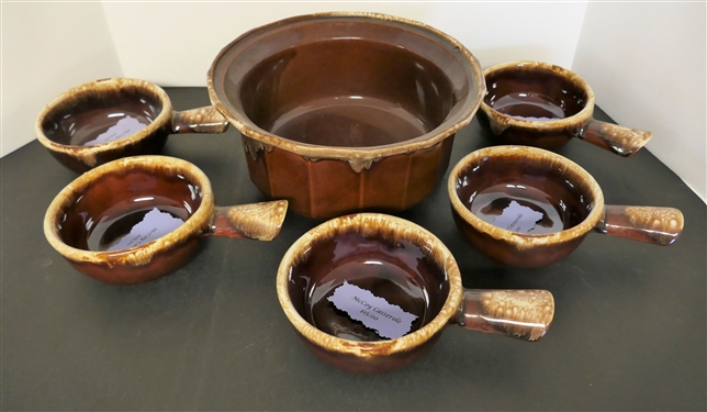 6 Pieces of Brown McCoy - 5 Soup Bowl and 1 Larger Bowl 10 Across