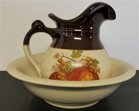 McCoy USA Bowl and Pitcher - Fruit Festival - Pitcher Measures 7 Tall Bowl 10 1/2 Across