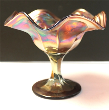 Amethyst Carnival Compote - Measures 5 Tall 6 Across