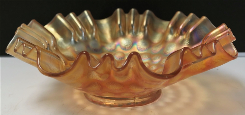 Fenton Coin Dot Carnival Bowl - Ruffled Edge _ Measures 3 Tall 9 Across'