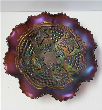 Northwood Carnival Grape and Cable Bowl - Measuring 2 1/4 Tall 9 Across