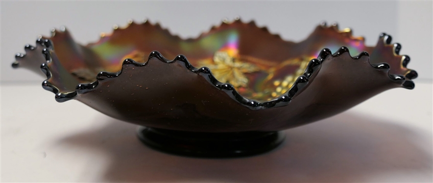 Northwood Carnival Grape and Cable Bowl - Measuring 2 1/4 Tall 9 Across